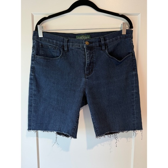 Lauren Ralph Lauren Pants - Lauren Ralph Lauren Denim Bermuda Shorts Womens 12 Dark Wash Stretch Raw Hem